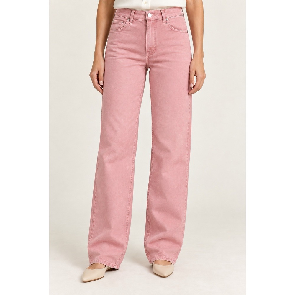Veronica Beard Taylor jeans women 26 petal pink high rise wide leg 31" inseam